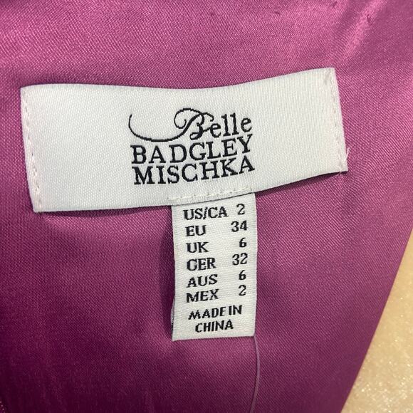 Belle Badgley Mischka New Floral PInk Black "Sharon Dress" Bell Sleeves Size 2 - Picture 8 of 9